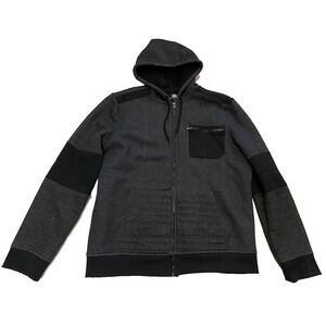 Rock & Republic Mens Dark Hoodie Sweatshirt Size XL Faux Sherpa Fleece Skater